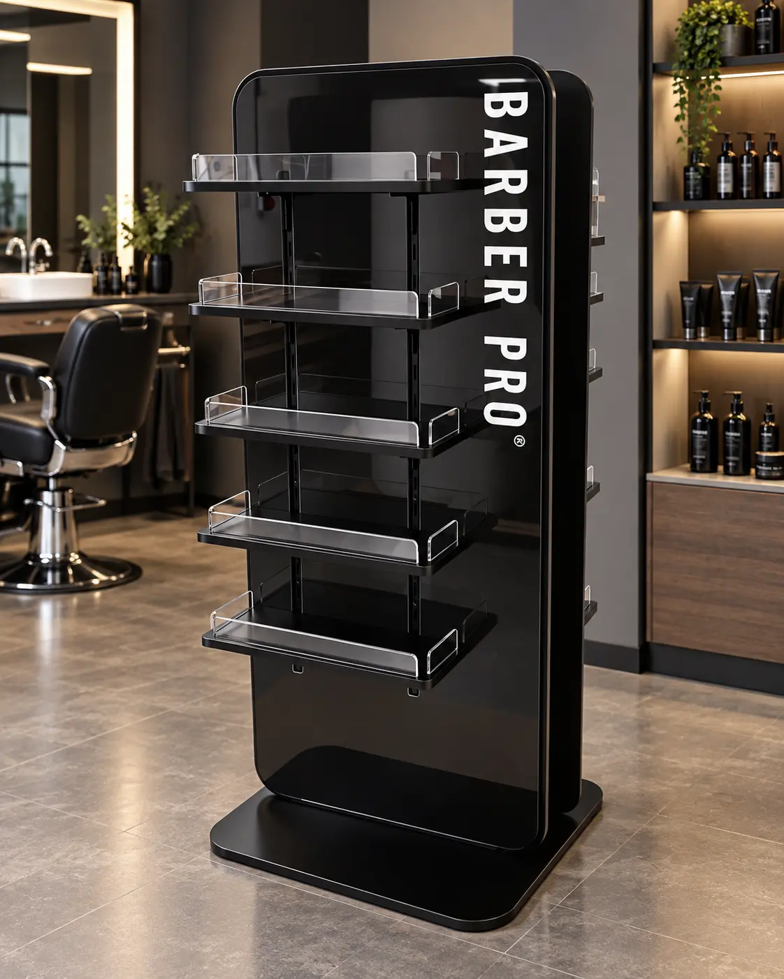 Barber Pro freestanding retail display